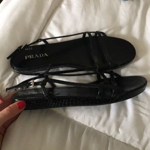 Prada reptile skin sandals